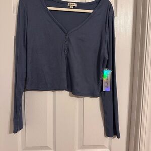 Derek Heart Deep Blue Long Sleeve Top